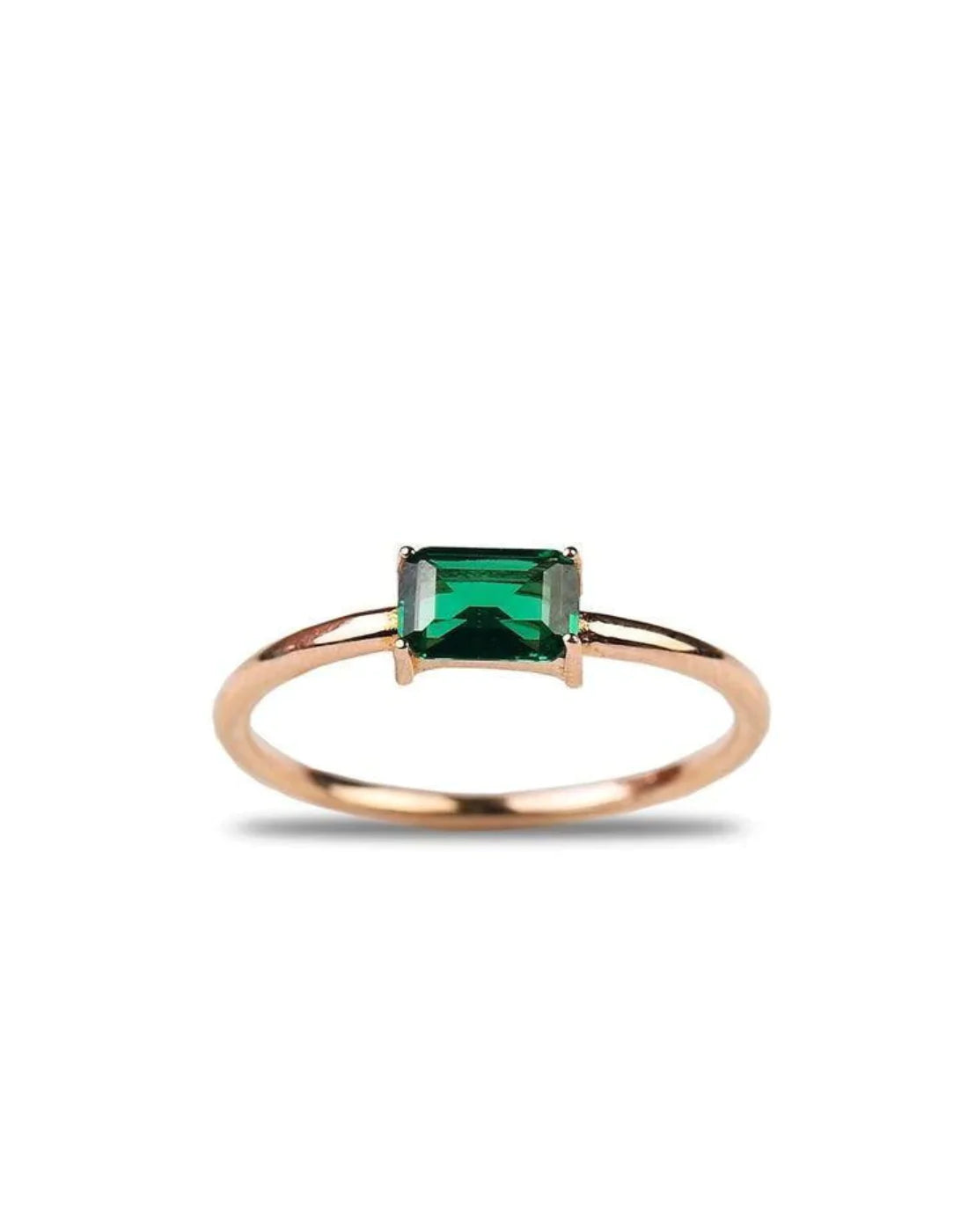 Minimalist Emerald Ring – 925 Sterling Silver Ring