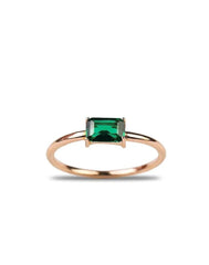 Minimalist Emerald Ring – 925 Sterling Silver Ring