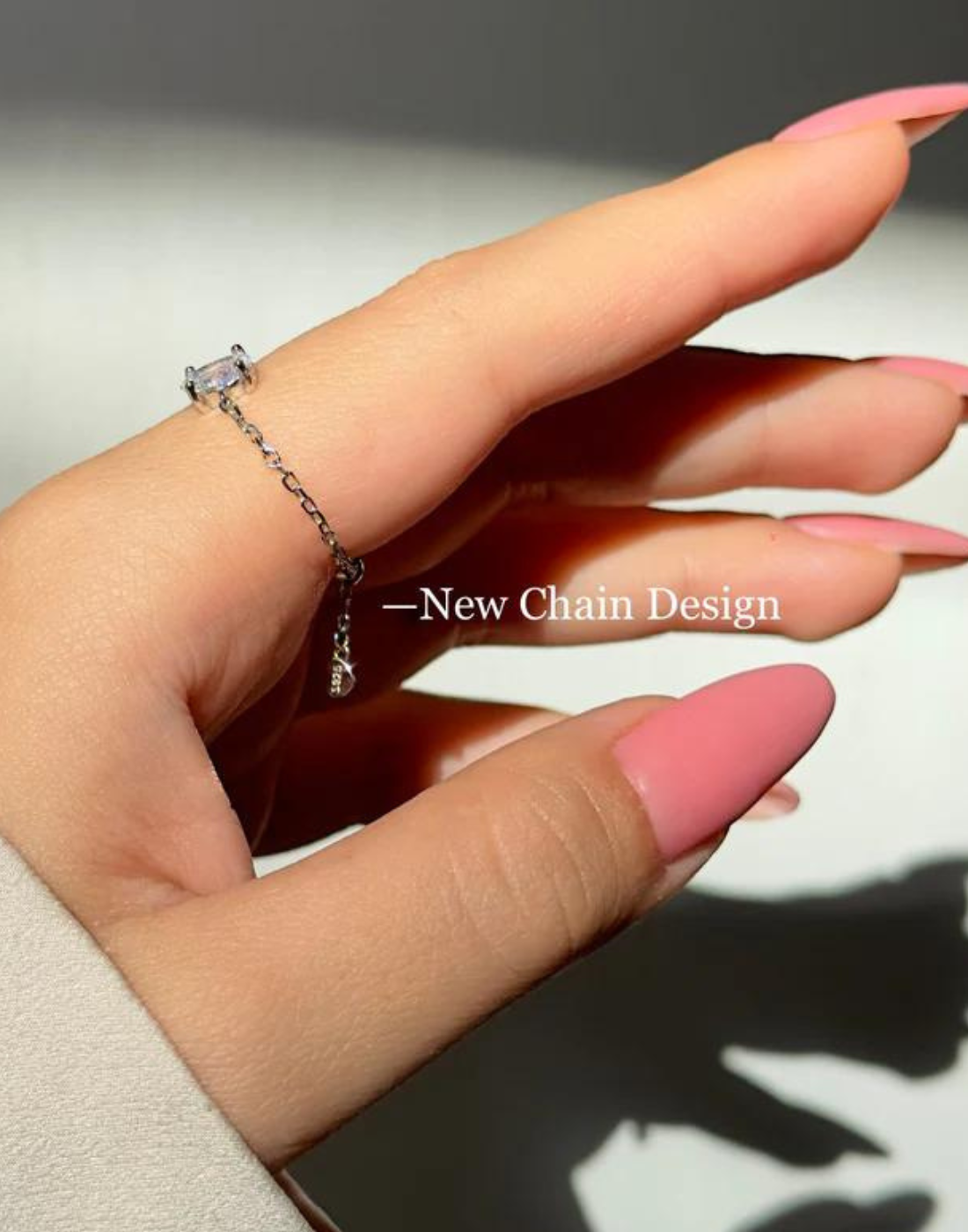 Resizable chain ring size in chandi or silver ring wihth white stone causle wear univertisty fashion designing ring